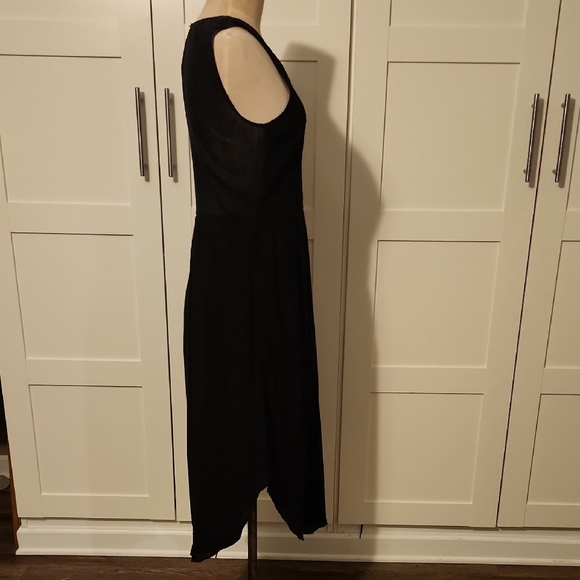 ULLA JOHNSON Smocked Black Sleeveless DRESS MIDI Sheer Back Raw Edge Women’s 8 - Picture 5 of 11